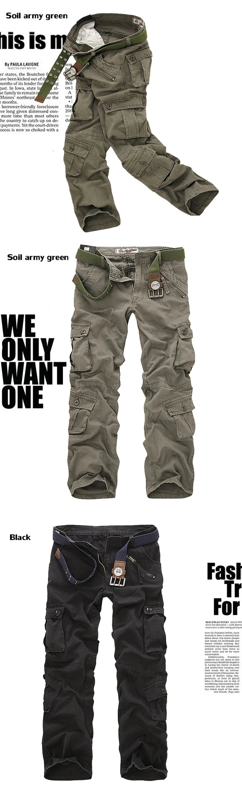 2025 High Quality Men's Cargo Pants Casual Loose Multi Pocket Cotton Pants Long Trousers for Men Camo Joggers Plus Size 28-40