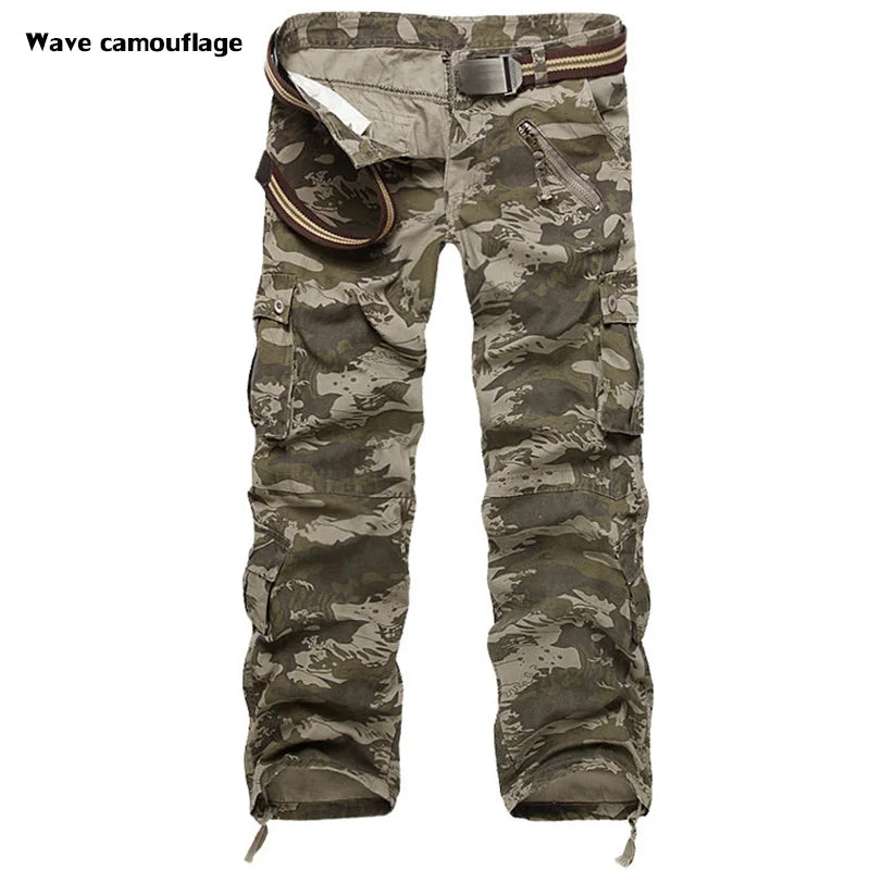 2025 High Quality Men's Cargo Pants Casual Loose Multi Pocket Cotton Pants Long Trousers for Men Camo Joggers Plus Size 28-40