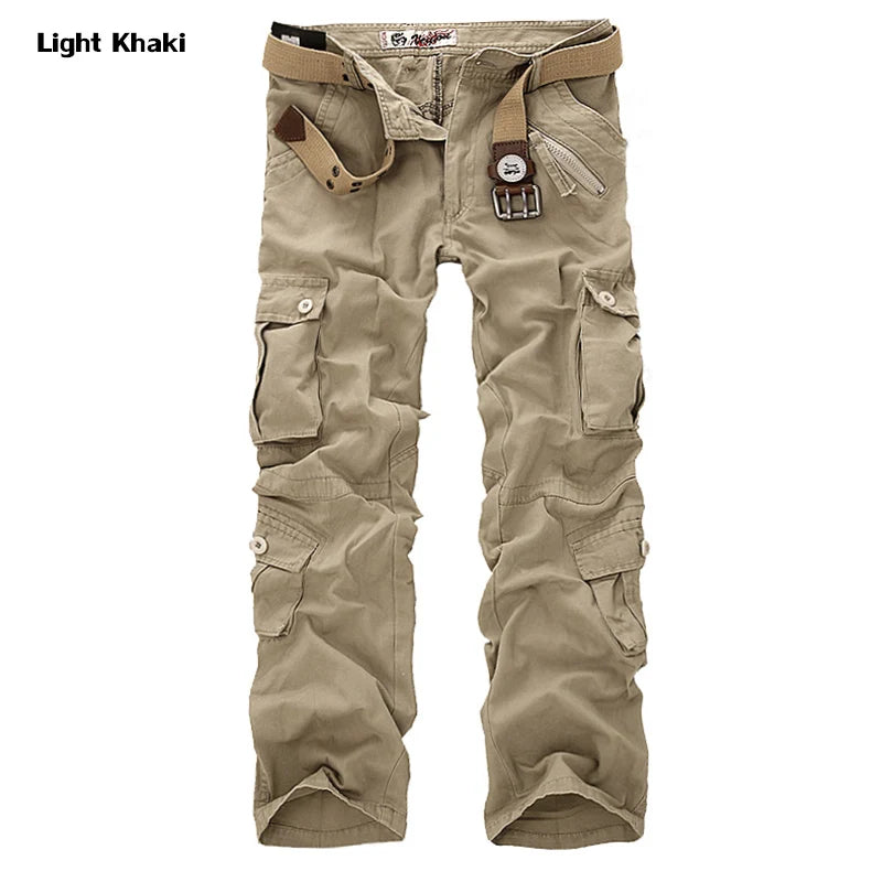2025 High Quality Men's Cargo Pants Casual Loose Multi Pocket Cotton Pants Long Trousers for Men Camo Joggers Plus Size 28-40