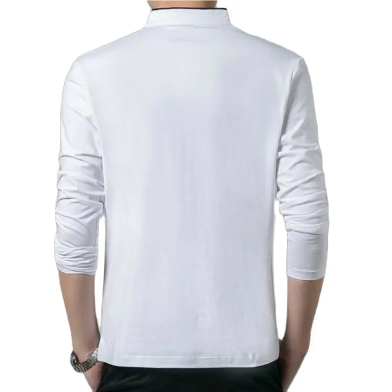 Hot Sale 2026 Spring Mens Tshirt Long Sleeve Stand Basic Solid Blouse Tee Shirt Top Casual Cotton T-shirt Men Undershirt