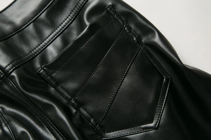 New Winter Men Skinny Biker Pu Leather Pants High Street Fashion Motorcycle Trousers for Male Stage Club Wear
