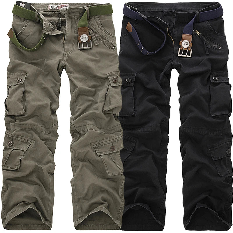 2025 High Quality Men's Cargo Pants Casual Loose Multi Pocket Cotton Pants Long Trousers for Men Camo Joggers Plus Size 28-40