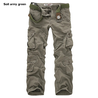 2025 High Quality Men's Cargo Pants Casual Loose Multi Pocket Cotton Pants Long Trousers for Men Camo Joggers Plus Size 28-40