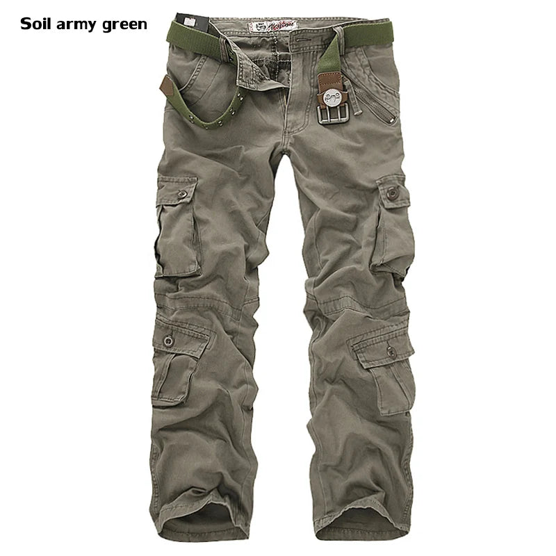 2025 High Quality Men's Cargo Pants Casual Loose Multi Pocket Cotton Pants Long Trousers for Men Camo Joggers Plus Size 28-40