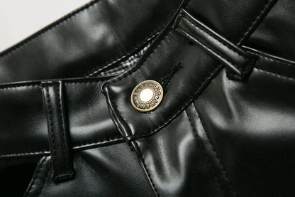 New Winter Men Skinny Biker Pu Leather Pants High Street Fashion Motorcycle Trousers for Male Stage Club Wear