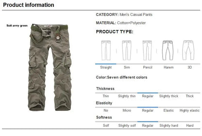 2025 High Quality Men's Cargo Pants Casual Loose Multi Pocket Cotton Pants Long Trousers for Men Camo Joggers Plus Size 28-40