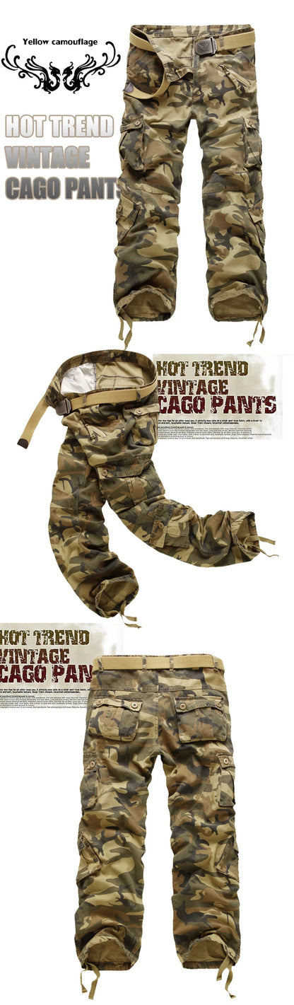 2025 High Quality Men's Cargo Pants Casual Loose Multi Pocket Cotton Pants Long Trousers for Men Camo Joggers Plus Size 28-40