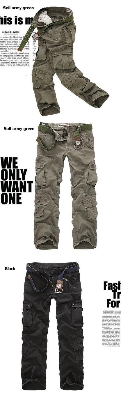 2025 High Quality Men's Cargo Pants Casual Loose Multi Pocket Cotton Pants Long Trousers for Men Camo Joggers Plus Size 28-40