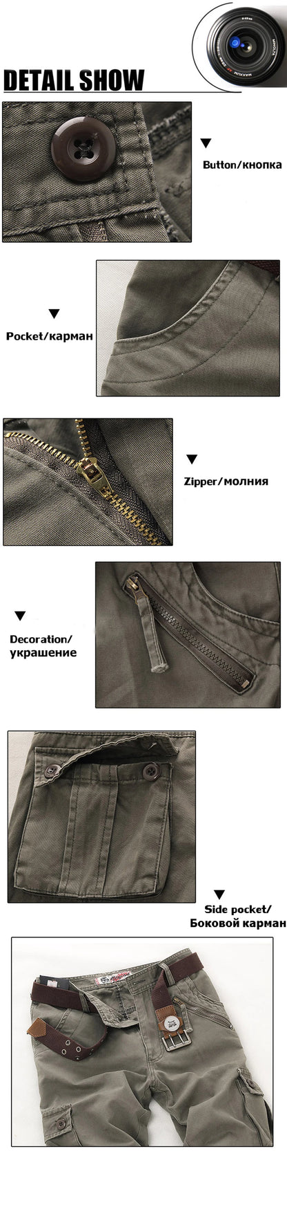 2025 High Quality Men's Cargo Pants Casual Loose Multi Pocket Cotton Pants Long Trousers for Men Camo Joggers Plus Size 28-40