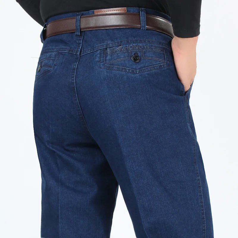 New Arrival Stretch Jeans for Men Spring Autumn Male Casual High Quality Cotton Regular Fit Denim Pants Dark Blue Baggy Trousers